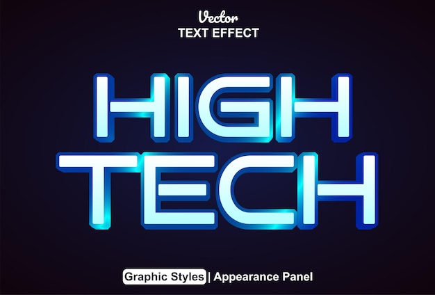 Vector hightech text effect blue color graphic style and editable