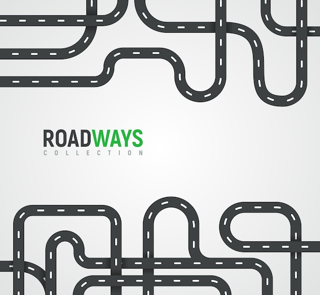 Highway roads collection. Autoroutes vector background Journey or travel way vector illustration.