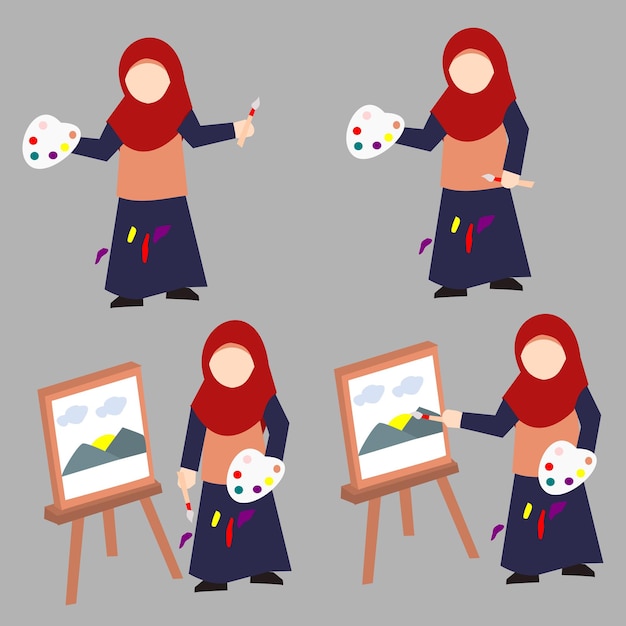 Hijab Girl Painting Illustration