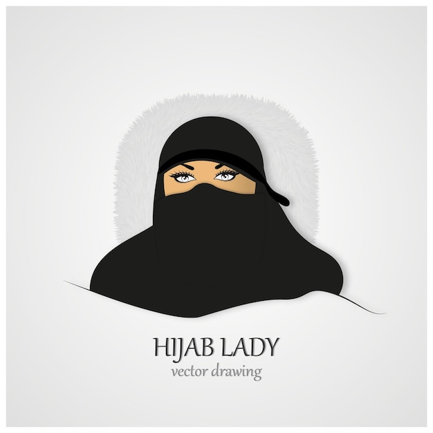 Hijab Lady Vector Drawing