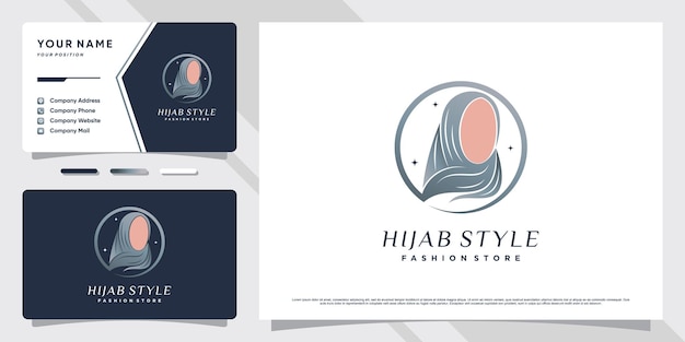 Hijab logo design for muslimah women with creative concept and business card template