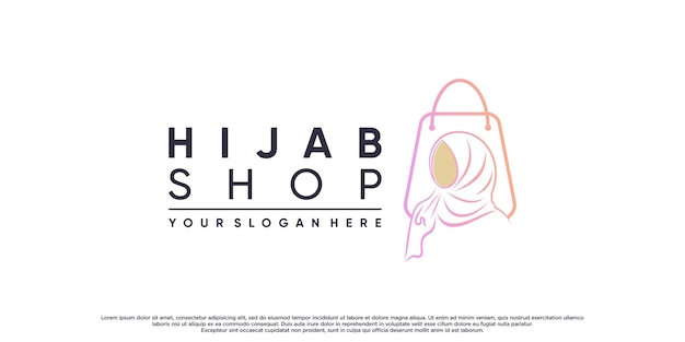 Hijab shop logo for moslem beauty fashion with creative concept Premium Vector