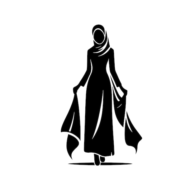 Vector hijab style fashion silhouette hijab style standing woman silhouette vector