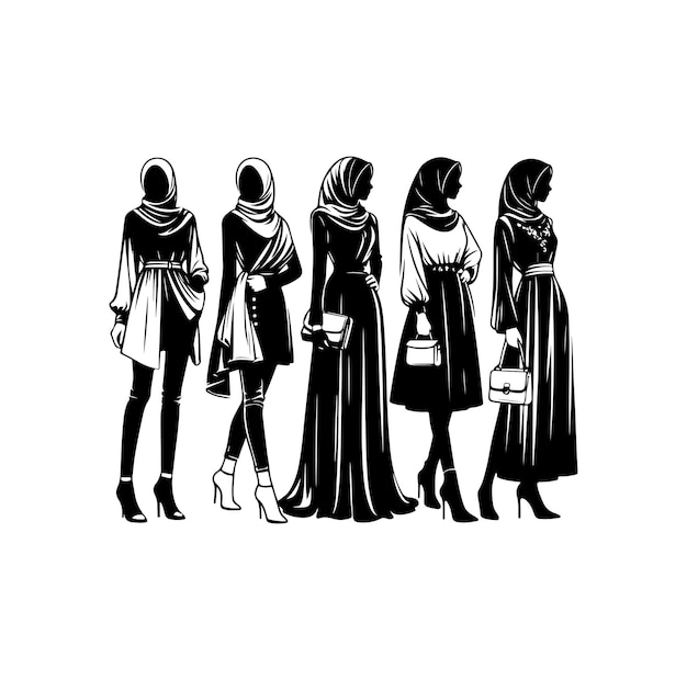 hijab style fashion vector illustration design silhouette style