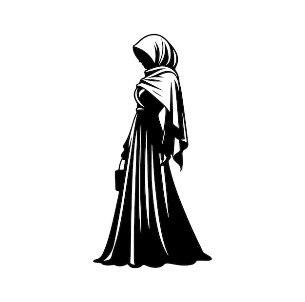 hijab style fashion vector illustration design silhouette style