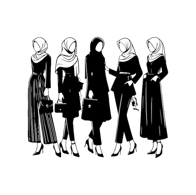 hijab style fashion vector illustration design silhouette style