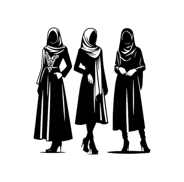 hijab style fashion vector illustration design silhouette style