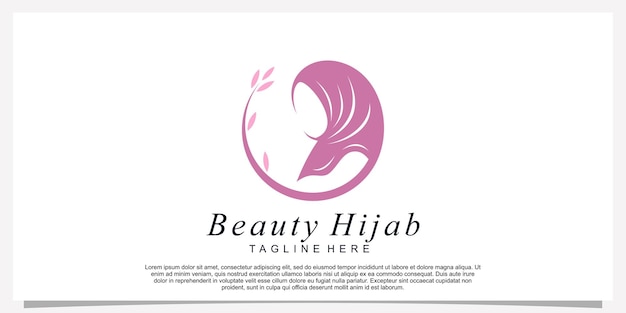 Hijab style logo design template with unique concept Premium Vector