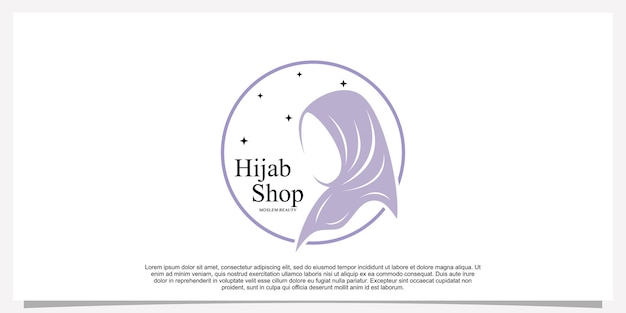 Hijab style logo design template with unique concept Premium Vector