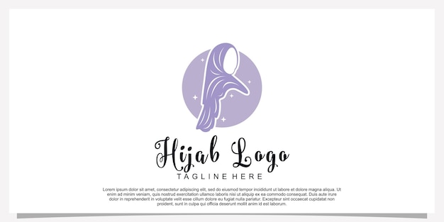 Hijab style logo design template with unique concept Premium Vector