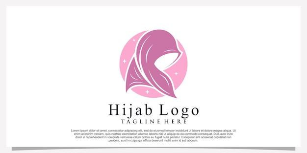 Hijab style logo design template with unique concept Premium Vector