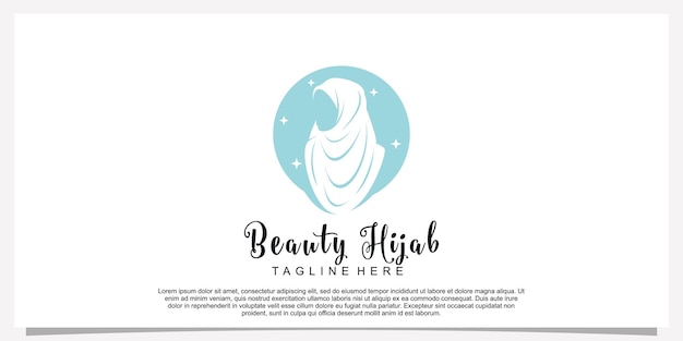 Hijab style logo design template with unique concept Premium Vector