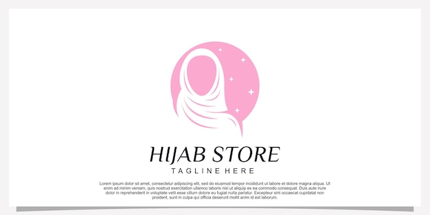 Hijab style logo design template with unique concept Premium Vector