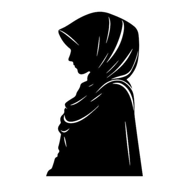 Hijab style standing silhouettes vector illustration on white background