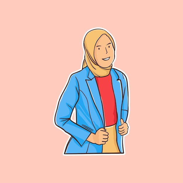 Hijab woman sticker vector illustration