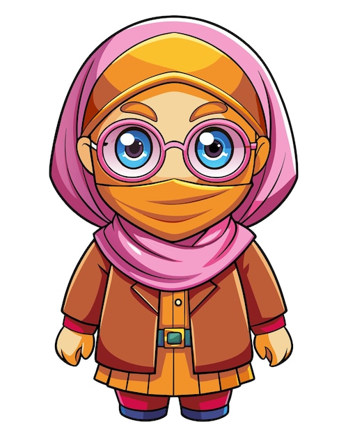 Vector hijabi girl 3d cartoon character