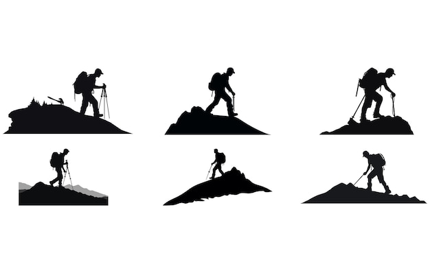 Hiker sanding on a hill silhouette Hiker Silhouettes hiking man with rucksacks silhouette