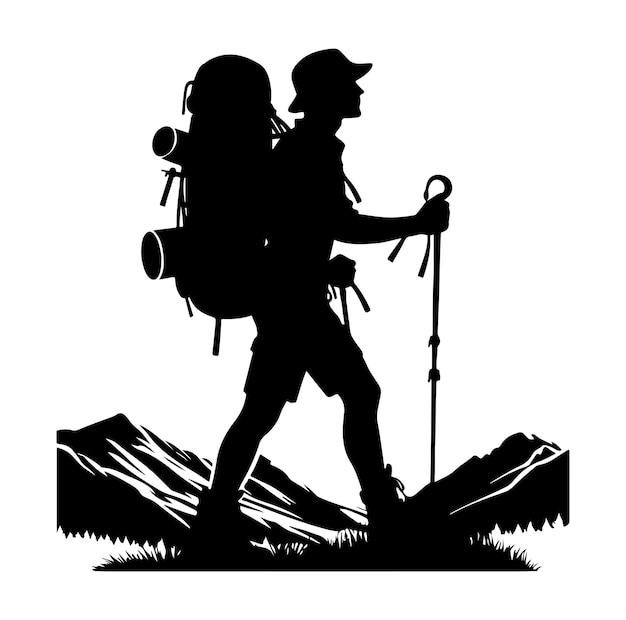 Hiker silhouette vector illustration