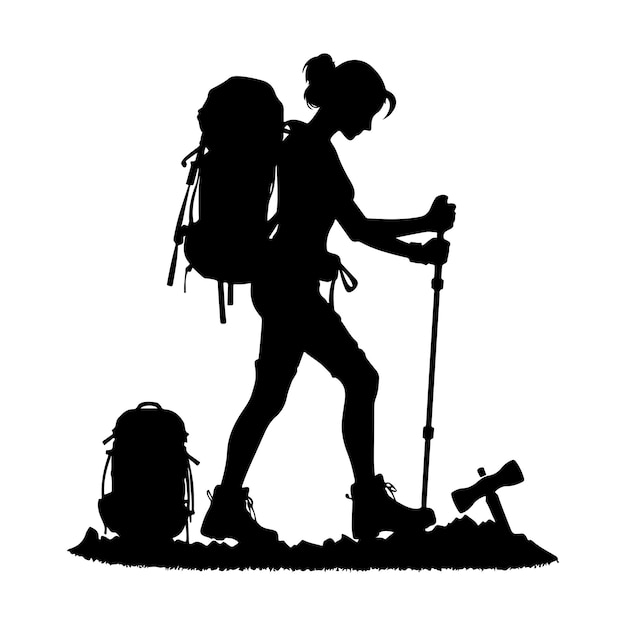 Vector hiker silhouette vector illustration