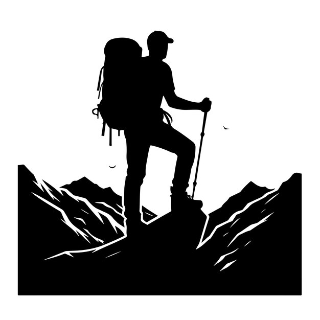 Hiker silhouette vector illustration