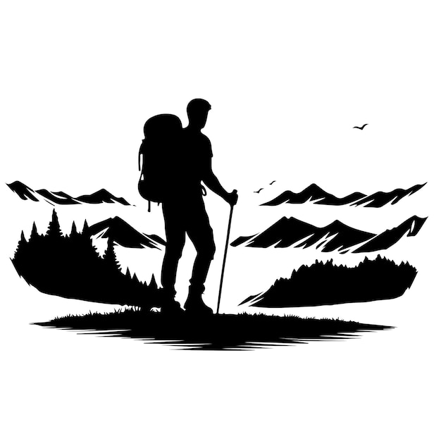 Hiker silhouette vector illustration