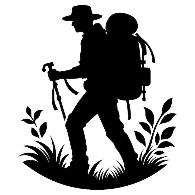 Hiker silhouette vector illustration