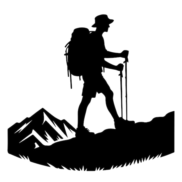 Hiker silhouette vector illustration