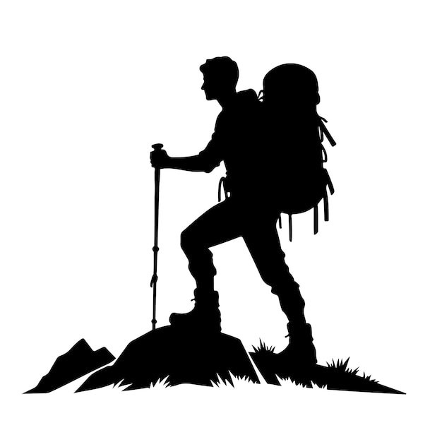 Hiker silhouette vector illustration