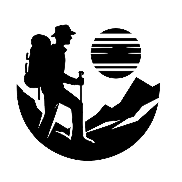 Vector hiker silhouette vector illustration