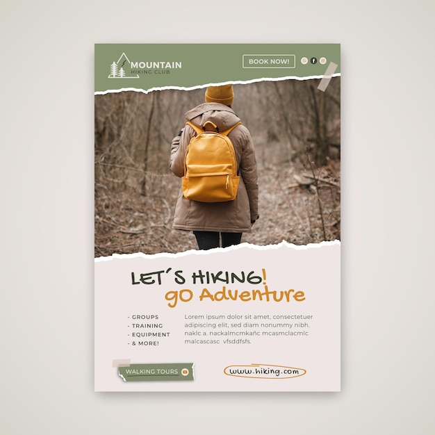 Hiking adventure vertical flyer template