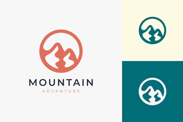 Hiking or climbing logo template in simple and modern mountain shape