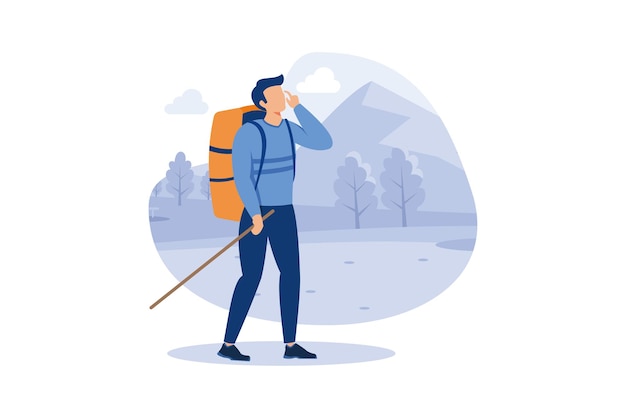 Hiking flat modern design illustration