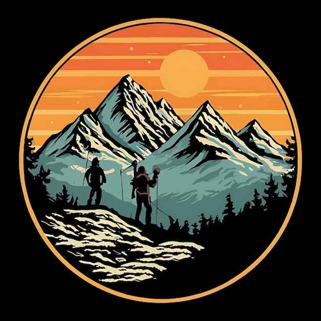 Hiking illustration T shirt design