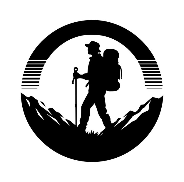 Vector hiking man vector silhouette