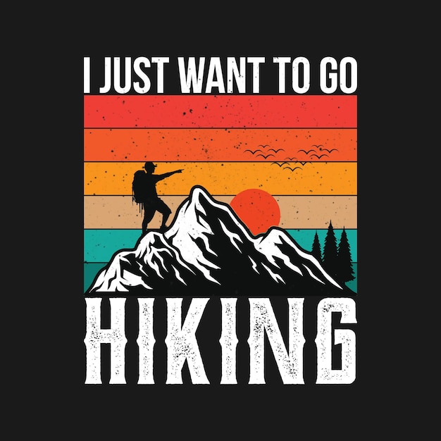 Hiking Mountain tshirt design Vintage hiking tshirt design vector Typography hiking tshirt des