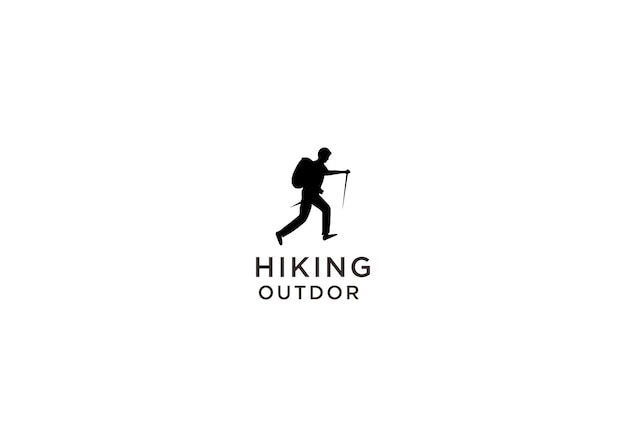 hiking outdoors logo design vector illustration