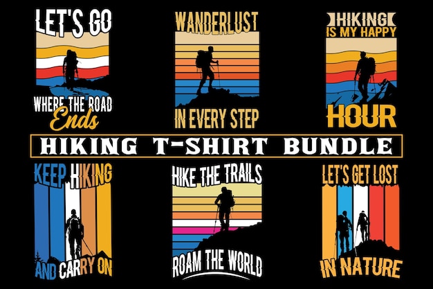 Hiking t shirt design Creative Hiking t shirt bundle print on demand