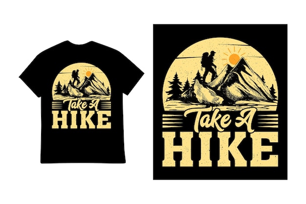 Vector hiking t shirt design illustration