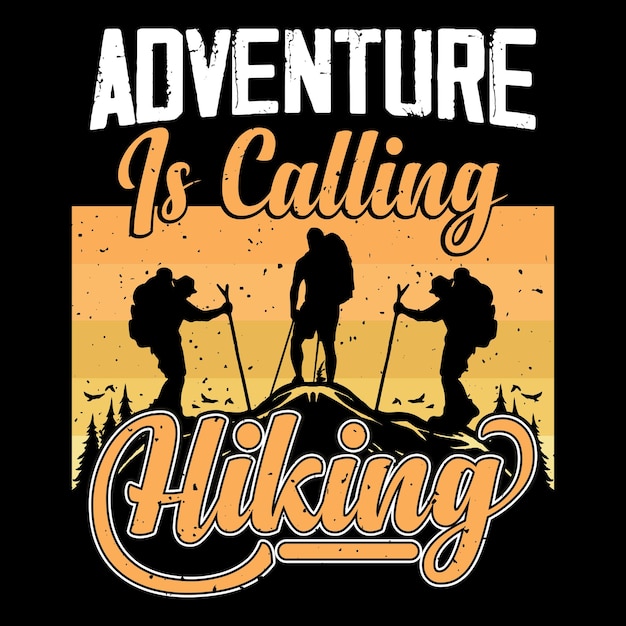 Hiking t-shirt design, mountain hiking, Outdoor emblems, t-shirt graphics, vectors