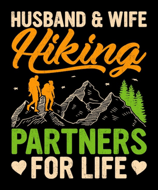 Hiking T-shirt Design or Mountain Pine Tree Hiking Vector