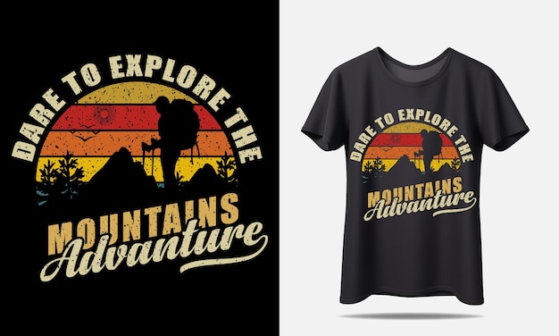 Hiking t-shirt or retro t-shirt design