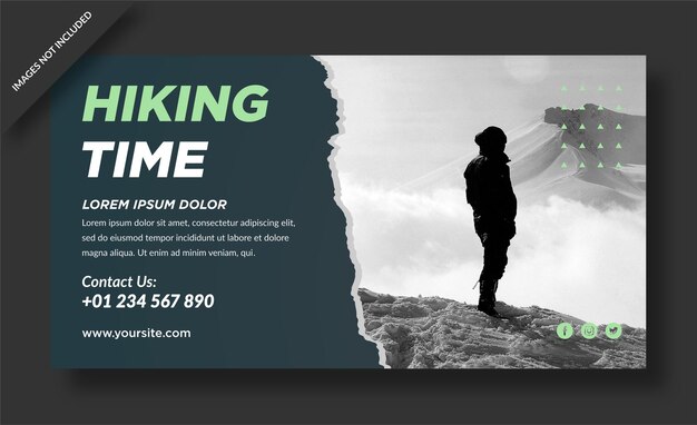 Vector hiking time travel banner template  