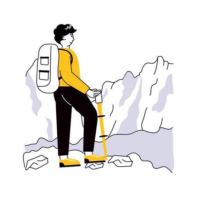 Vector hiking trekking illustration design adventure and outdoor activity vector