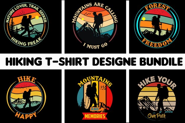 hiking tshirt design bundle