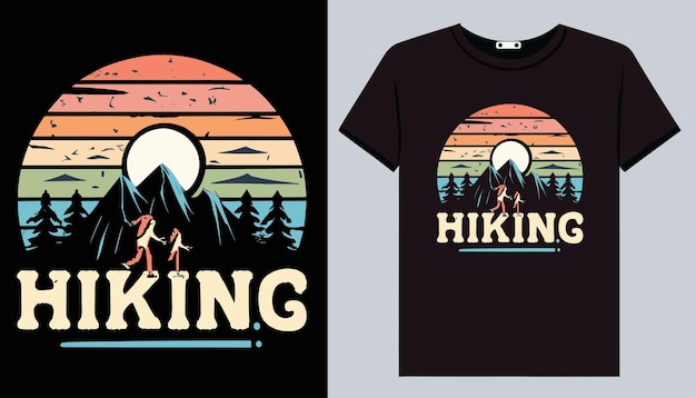 Hiking tshirt design illustration