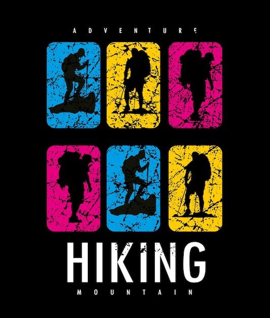 Hiking typography design tshirt print vector illustration