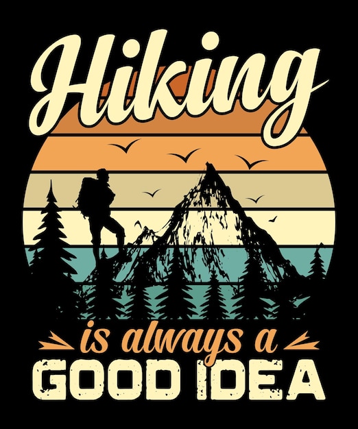 Hiking typography vintage tshirt design