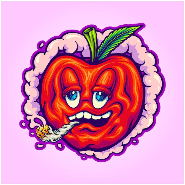 Hilarious cherry blazing smoking marijuana vector illustrations for your work logo, merchandise t-shirt, stickers and label designs, poster, greeting cards advertising business company or brands