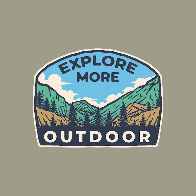 Hill and mountain vintage badge label illustration