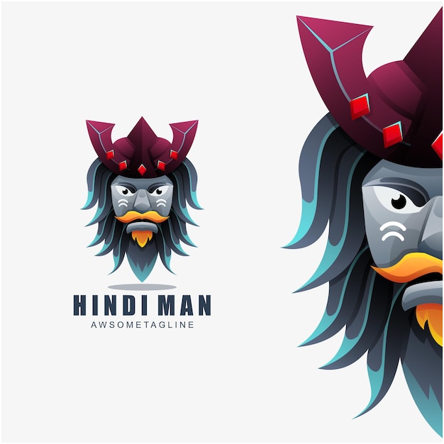 Hindi man colorful logo design